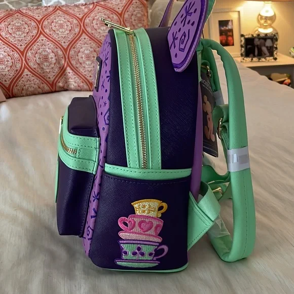 Loungefly Disney Parks Mickey Mouse Main Attraction Tea Cups Back Pack - Picture 3 of 4